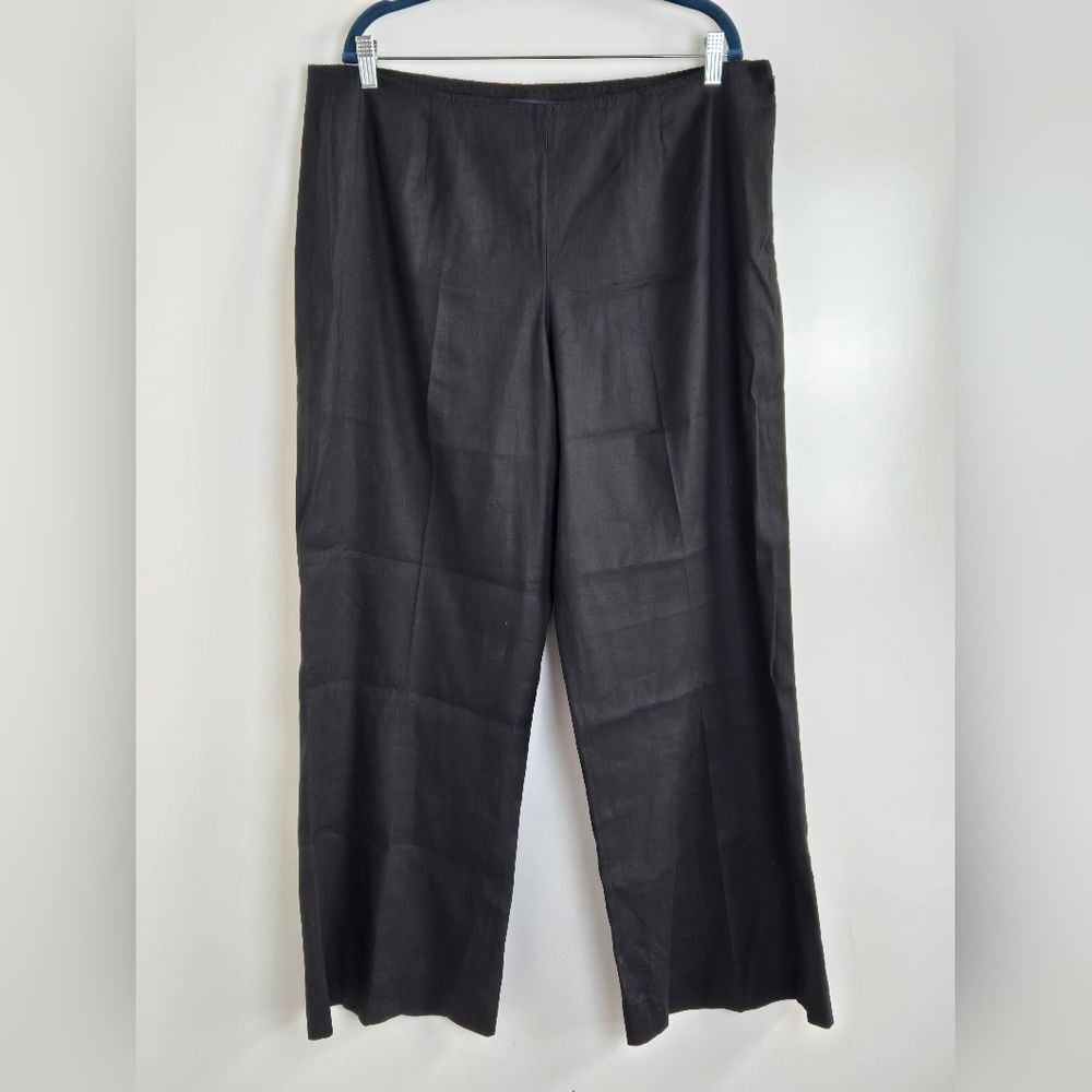Windsmoor Linen Blend Wide-Leg Pants Sz L (UK 16 EU 42 CANADA 14) Black